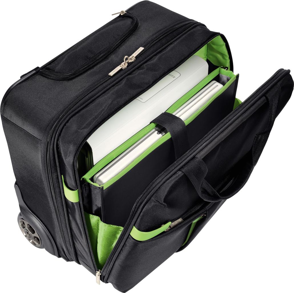 Купить LEITZ Reisetrolley Smart Traveller Complete, schwarz aus Polyester, innen mit weichem Fleece, grünes Innenfutter, - 1 Stück (6059-00-95) в магазине wardena.ru