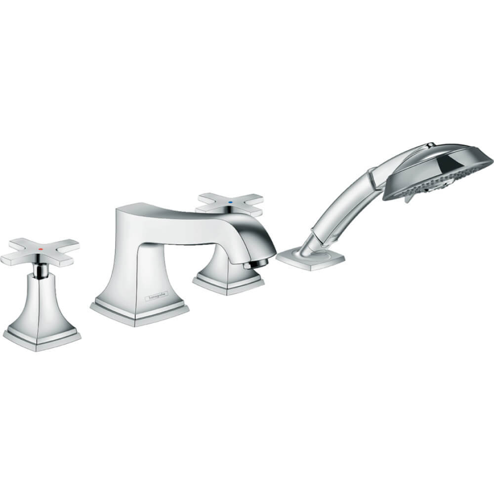 Купить Hansgrohe Metropol Classic Смеситель на край ванны на 4 отверстия с крестовыми рукоятками хром 31449000 в магазине wardena.ru