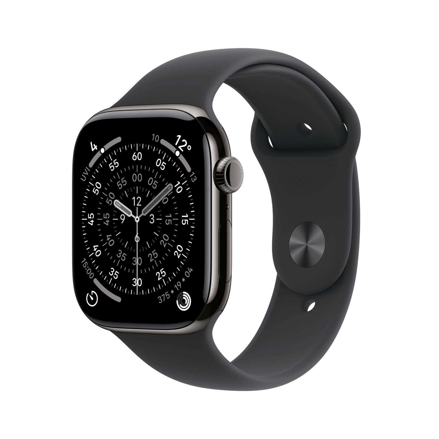 Купить Apple Watch Series 11 GPS + Cellular 46mm Slate Titanium Case with Black Sport Band - M/L (MFD24ZR/A) в магазине wardena.ru
