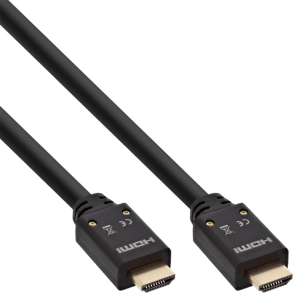 Купить INLINE High Speed - HDMI-Kabel mit Ethernet - HDMI Stecker zu HDMI Stecker - 15 m - Dreifachisolierung - Schwarz - geformt, 4K Unterstützung, aktiv (17515B) в магазине wardena.ru