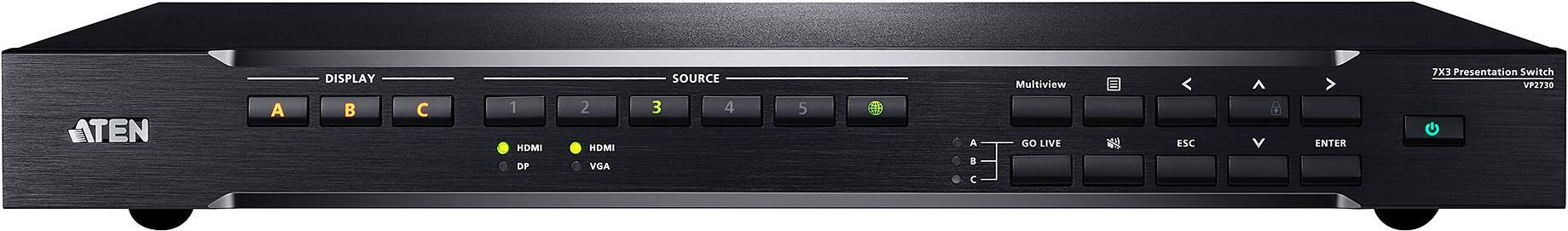 Купить ATEN VP2730 7 x 3 Seamless Presentation Matrix Switch with Scaler, Streaming, Audio Mixer, and HDBaseT - Video/Audio-Schalter - verwaltet - Desktop - AC 100 - 240 V (VP2730-AT-G) в магазине wardena.ru