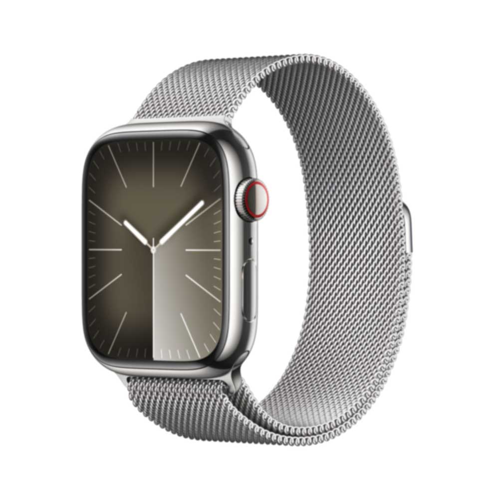 Купить APPLE Watch Series 9 GPS + Cellular 45mm Silver Stainless Steel Case with Silver Milanese Loop (MRMQ3QF/A) в магазине wardena.ru