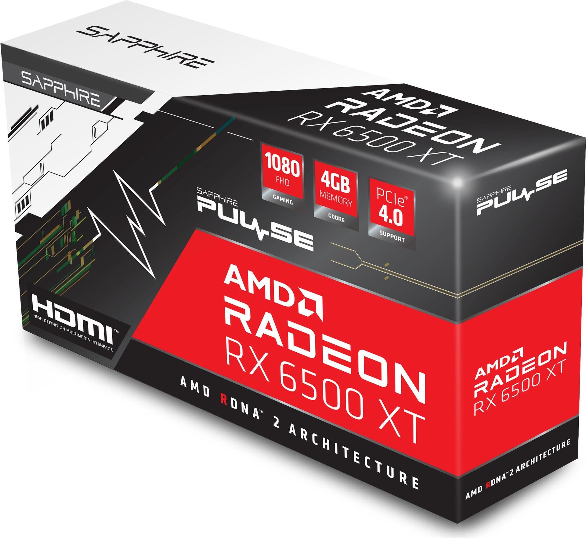 Купить Sapphire Pulse Radeon RX 6500 XT - Grafikkarten - Radeon RX 6500 XT - 4GB GDDR6 - PCIe 4,0 x16 - HDMI, DisplayPort (11314-01-20G) в магазине wardena.ru