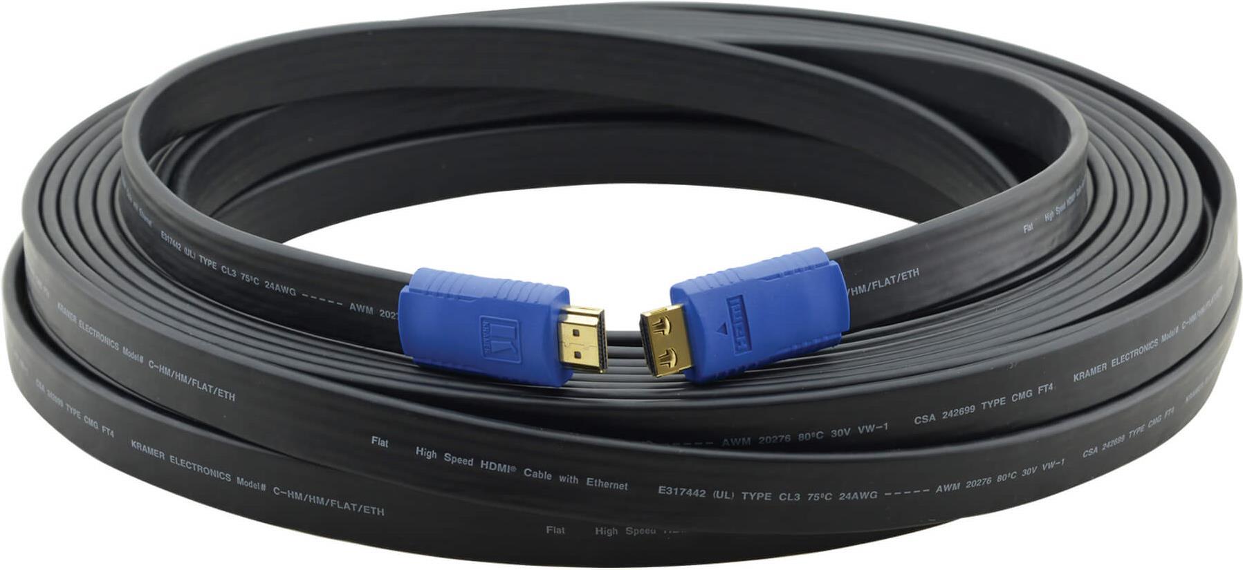 Купить Kramer C-HM/HM/FLAT/ETH Series C-HM/HM/FLAT/ETH-50 - HDMI-Kabel mit Ethernet - HDMI männlich zu HDMI männlich - 15.2 m - Doppelisolierung - flach (97-01014050) в магазине wardena.ru