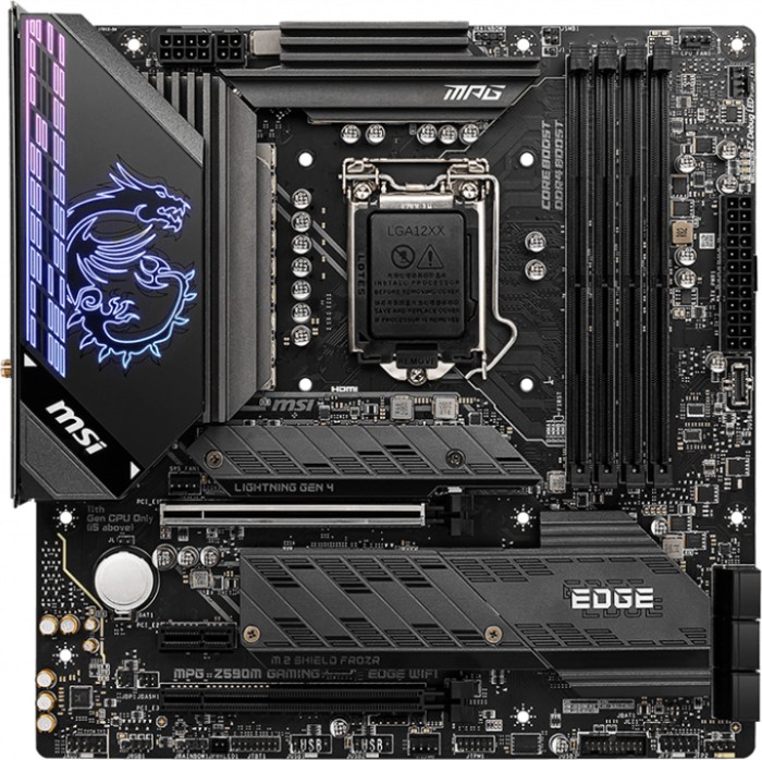 Купить MSI MPG Z590M GAMING EDGE WIFI - Motherboard - micro ATX - LGA1200-Sockel - Z590 Chipsatz - USB-C Gen2, USB 3.2 Gen 1, USB 3.2 Gen 2, USB-C Gen 2x2 - 2.5 Gigabit LAN, Wi-Fi, Bluetooth - Onboard-Grafik (CPU erforderlich) (7D12-001R) в магазине wardena.ru