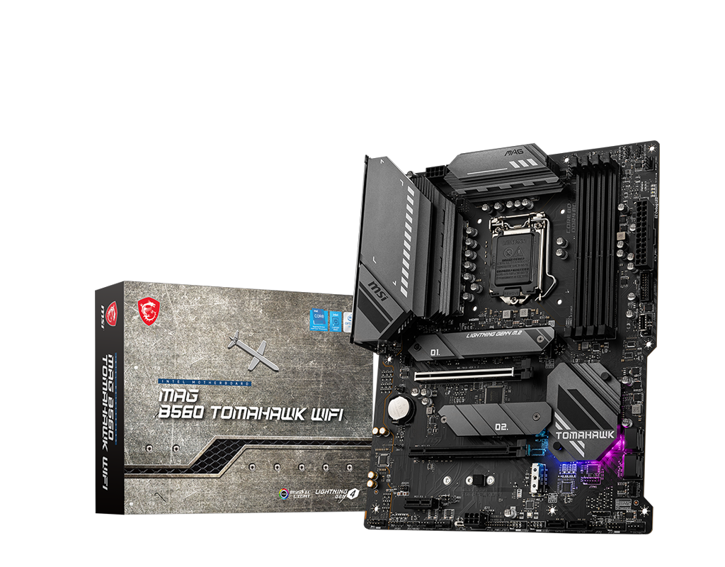 Купить MSI MAG B560 TOMAHAWK WIFI - Motherboard - ATX - LGA1200-Sockel - B560 - USB-C Gen2, USB 3.2 Gen 1, USB 3.2 Gen 2x2 - 2.5 Gigabit LAN, Wi-Fi, Bluetooth - Onboard-Grafik (CPU erforderlich) - HD Audio (8-Kanal) (7D15-005R) в магазине wardena.ru