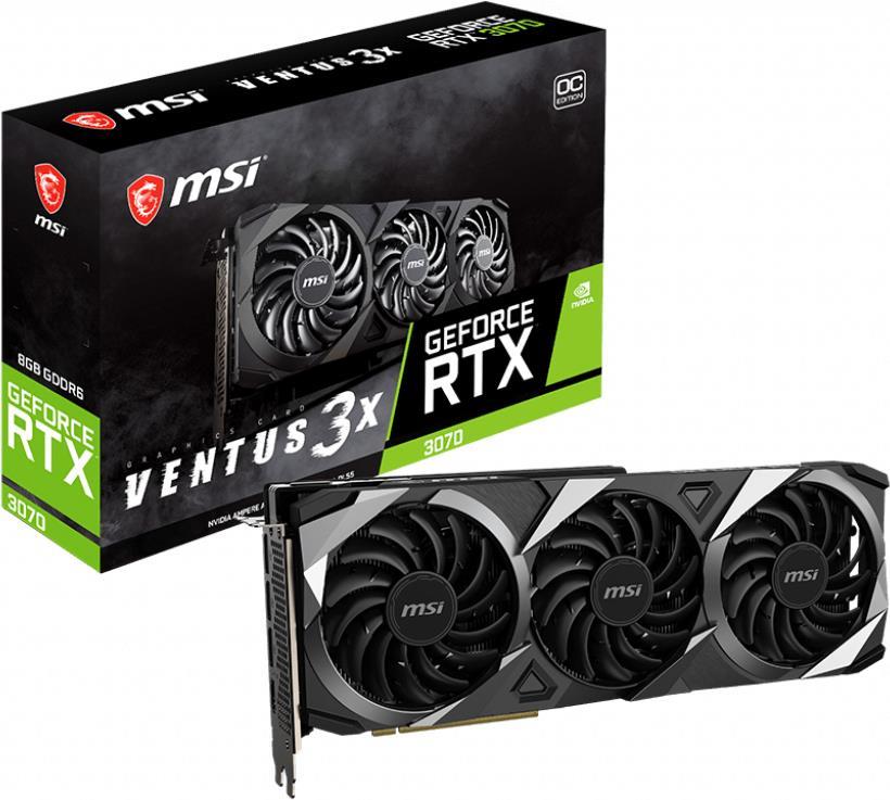 Купить MSI GeForce RTX 3070 VENTUS 3X 8G OC LHR - Grafikkarten - GF RTX 3070 - 8 GB GDDR6 - PCIe 4.0 - HDMI, 3 x DisplayPort (V390-273R) в магазине wardena.ru