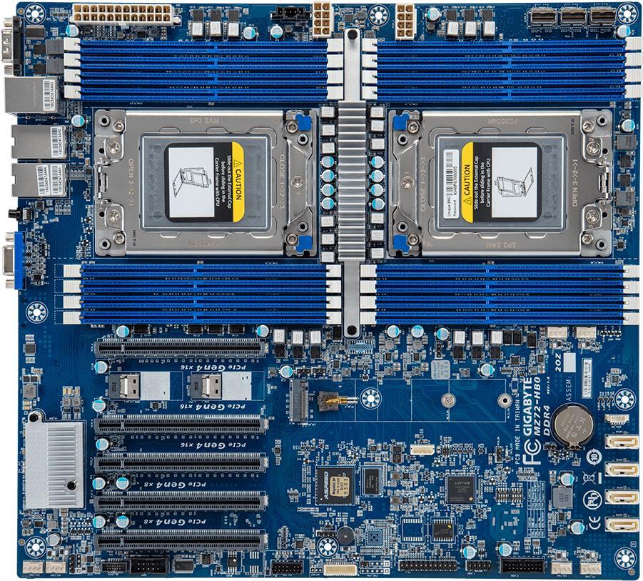 Купить Gigabyte MZ72-HB0 - 1.X - Motherboard - Erweitertes ATX - Socket SP3 - 2 Unterstützte CPUs - USB3.0 - 2 x 10 Gigabit LAN - Onboard-Grafik (MZ72-HB0) в магазине wardena.ru