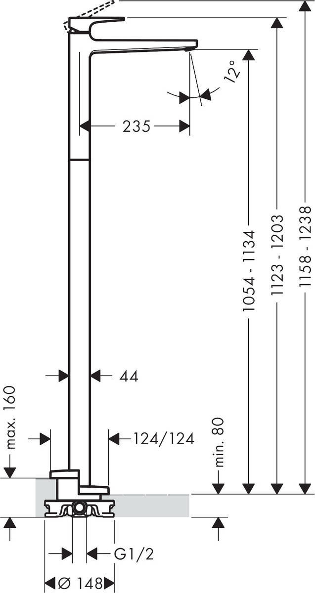 Купить Hansgrohe Metropol Смеситель для раковины напольный однорычажный с рукояткой-петлей без сливного гарнитура хром 74530000 в магазине wardena.ru