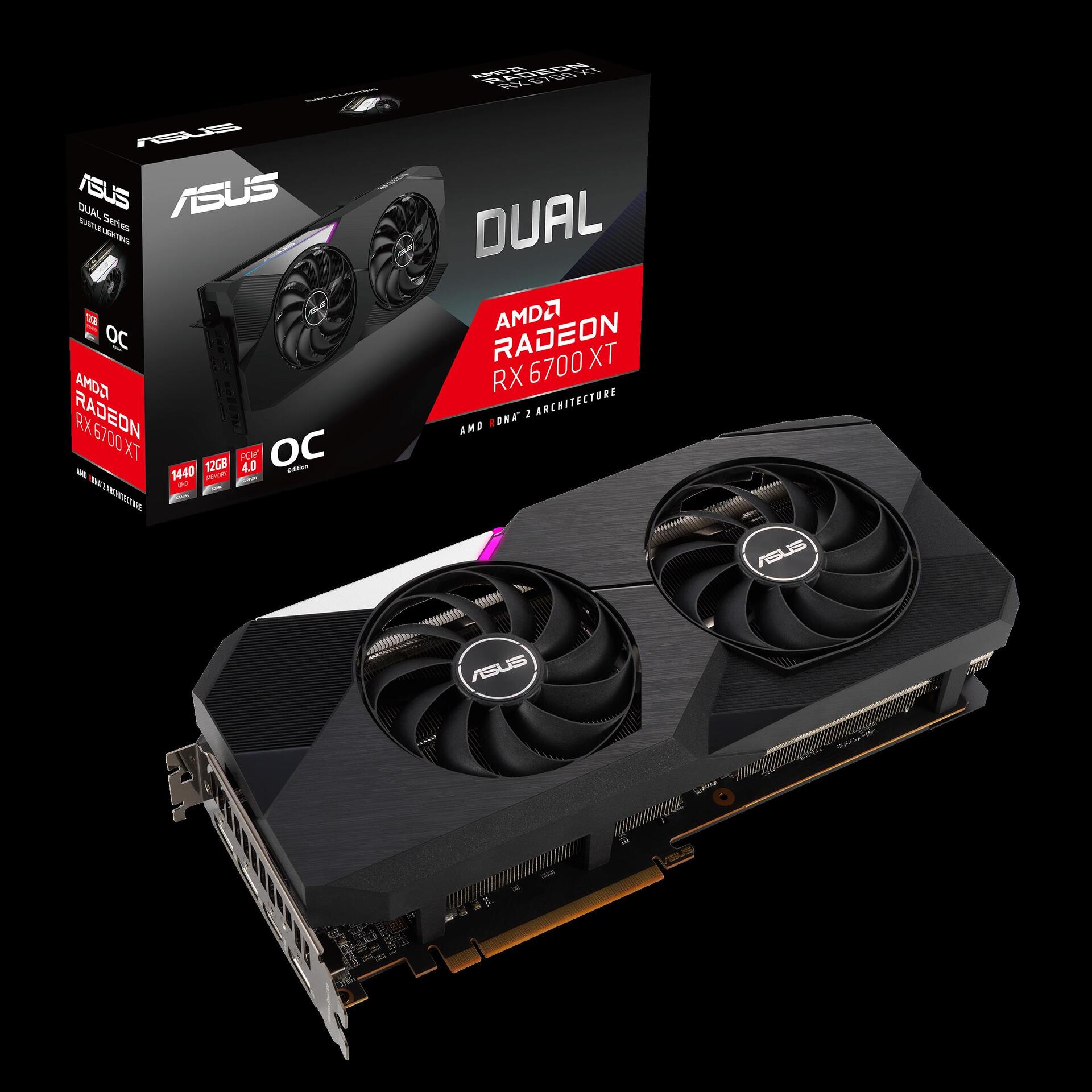 Купить ASUS DUAL-RX6700XT-O12G - OC Edition - Grafikkarten - Radeon RX 6700 XT - 12 GB GDDR6 - PCIe 4.0 - HDMI, 3 x DisplayPort (90YV0G83-M0NA00) в магазине wardena.ru