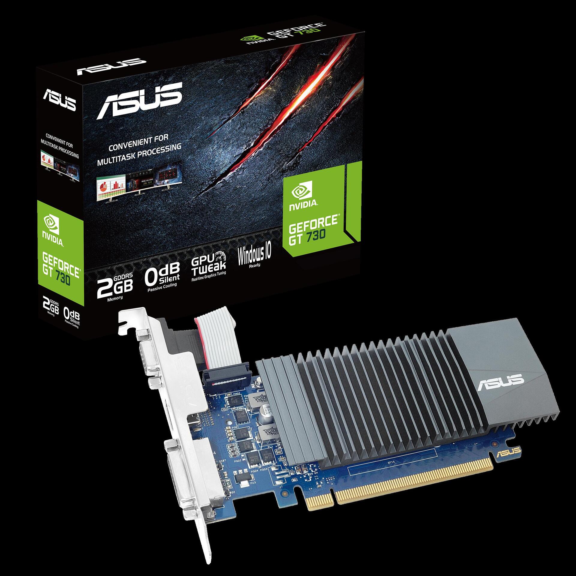 Купить ASUS GT730-SL-2GD5-BRK-E - Grafikkarten - GF GT 730 - 2 GB GDDR5 - PCIe 2.0 Low-Profile - DVI, HDMI, VGA - ohne Lüfter (90YV07G4-M0NA00) в магазине wardena.ru