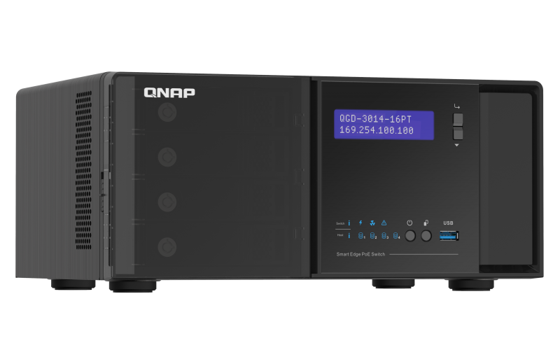 Купить QNAP QGD-3014-16PT - Switch - Smart - 16 x 10/100/1000 (PoE+) + 2 x Kombi-Gigabit-SFP - Desktop - PoE+ (140 W) (QGD-3014-16PT-8G) в магазине wardena.ru