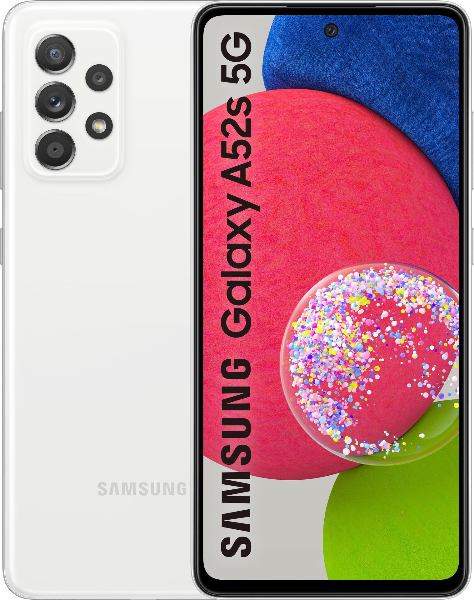 Купить Samsung Galaxy A52s 5G - 5G Smartphone - Dual-SIM - RAM 8 GB / Internal Memory 256 GB - microSD slot - OLED-Display - 6.5" - 2400 x 1080 Pixel - 4x x Rückkamera 64 MP, 12 MP, 5 MP, 5 MP - front camera 32 MP - Awesome Whi (SM-A528BZWHEUB) в магазине wardena.ru