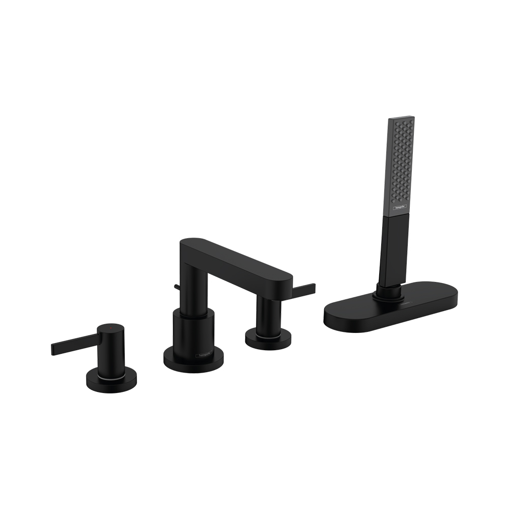 Купить Hansgrohe Finoris Смеситель на край ванны на 4 отверстия с sBox черный матовый 76444670 в магазине wardena.ru
