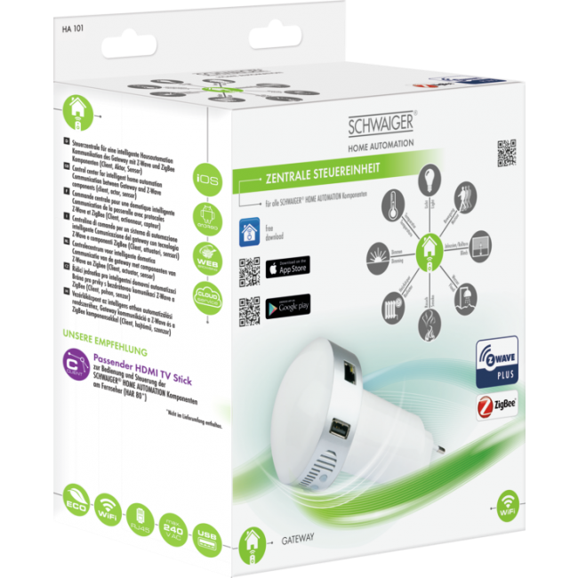 Купить Schwaiger HA101 - Android - iOS - RF Wireless - Z-Wave - IEEE 802.11b - IEEE 802.11g - IEEE 802.11n - AES - WEP - WPA - WPA2 - WPS - Weiß (HA101) в магазине wardena.ru