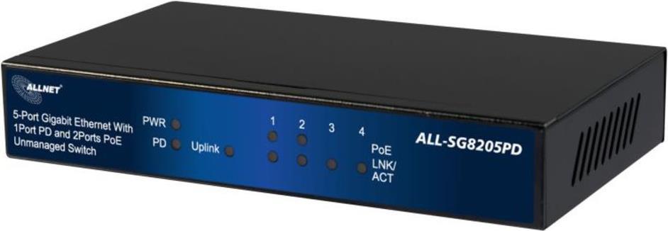 Купить ALLNET ALL-SG8205PD. Switch-Typ: Unmanaged, Switch-Ebene: L2. Basic Switching RJ-45 Ethernet Ports-Typ: Gigabit Ethernet (10/100/1000), Anzahl der basisschaltenden RJ-45 Ethernet Ports: 5. MAC-Adressentabelle: 4000 Eintr в магазине wardena.ru