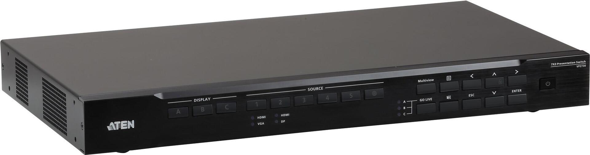 Купить ATEN VP2730 7 x 3 Seamless Presentation Matrix Switch with Scaler, Streaming, Audio Mixer, and HDBaseT - Video/Audio-Schalter - verwaltet - Desktop - AC 100 - 240 V (VP2730-AT-G) в магазине wardena.ru