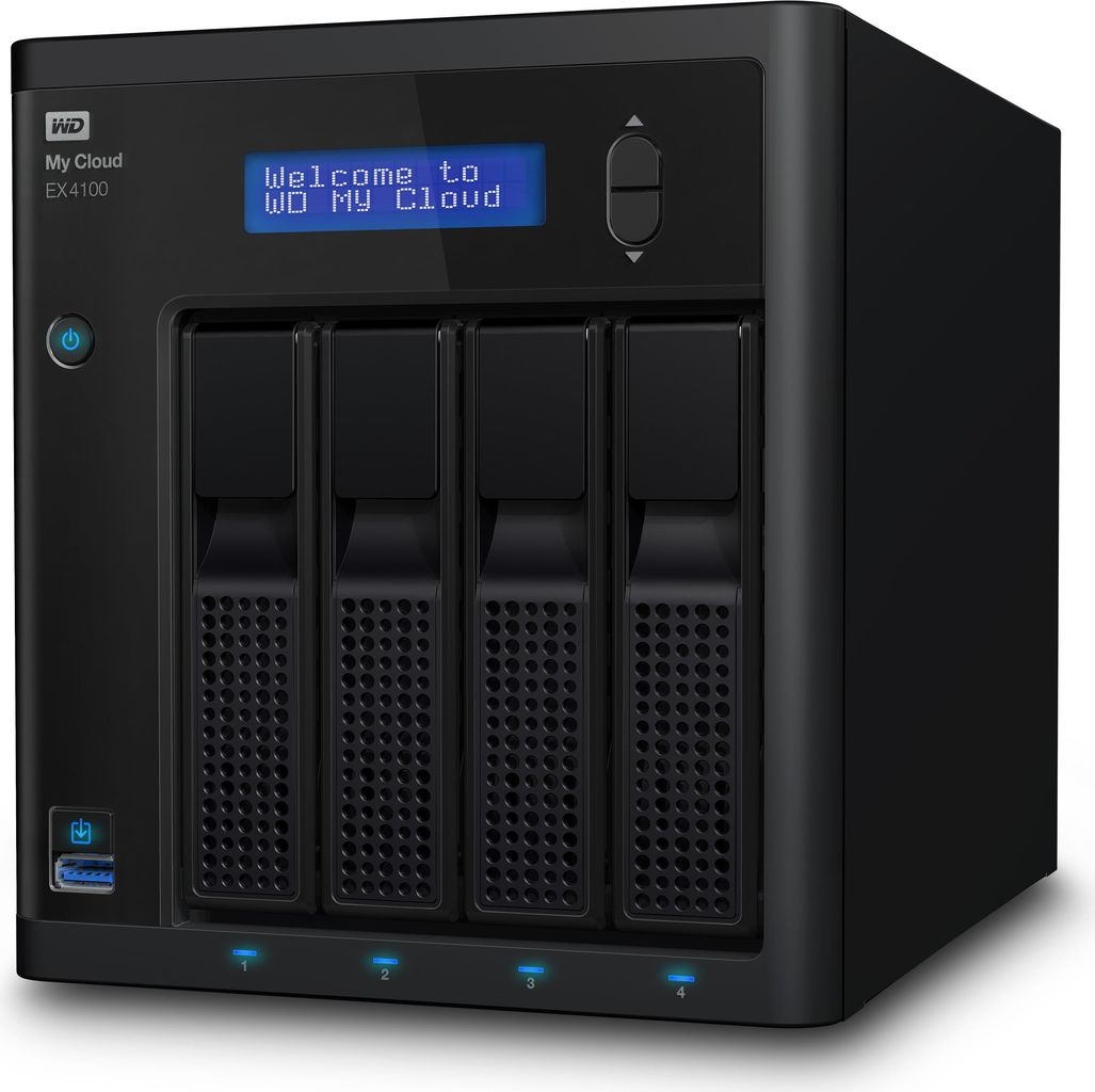 Купить WD My Cloud EX4100 WDBWZE0000NBK - NAS-Server - 4 Schächte - RAID 0, 1, 5, 10, JBOD, 5 Hot Spare - RAM 2 GB - Gigabit Ethernet - iSCSI (WDBWZE0000NBK-EESN) в магазине wardena.ru