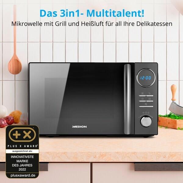 Купить MEDION Mikrowelle MD 11493, Kombination aus Mikrowelle, Grill und Heißluft, 10 Automatikprogramme, 900 W, Digitaler Timer. Geräteplatzierung: Arbeitsplatte, Produkttyp: Kombi-Mikrowelle, Innenkapazität: 23 l. Anschlusswe (50073470) в магазине wardena.ru