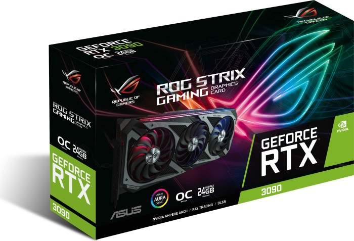 Купить ASUS ROG-STRIX-RTX3090-O24G-GAMING - OC Edition - Grafikkarten - GF RTX 3090 - 24 GB GDDR6X - PCIe 4.0 - 2 x HDMI, 3 x DisplayPort (90YV0F93-M0NM00) в магазине wardena.ru