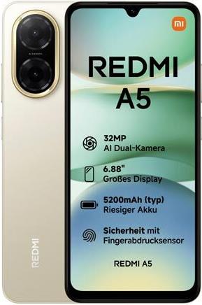 Купить Xiaomi Redmi A5 Dual Sim 128GB, 4GB RAM, Sandy Gold (MZB0JTPEU) в магазине wardena.ru