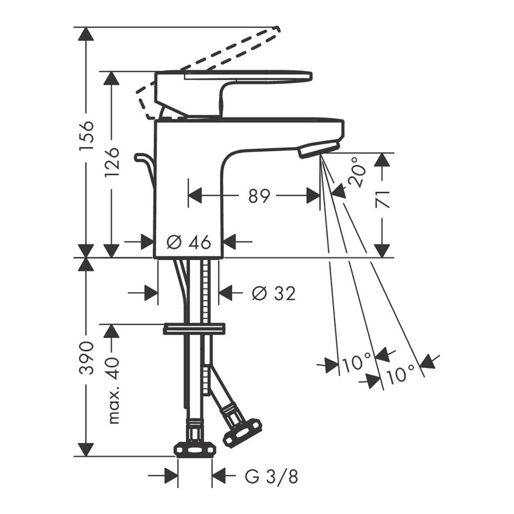 Купить Hansgrohe Vernis Blend Смеситель для раковины однорычажный 70 CoolStart со сливным гарнитуром хром 71584000 в магазине wardena.ru