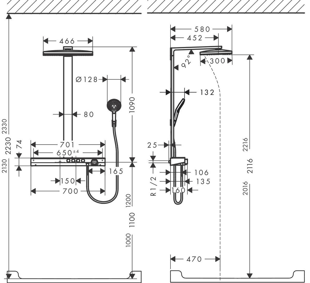Купить Hansgrohe Rainmaker Select Showerpipe 460 3jet Душевая система с термостатом хром 27106400 в магазине wardena.ru