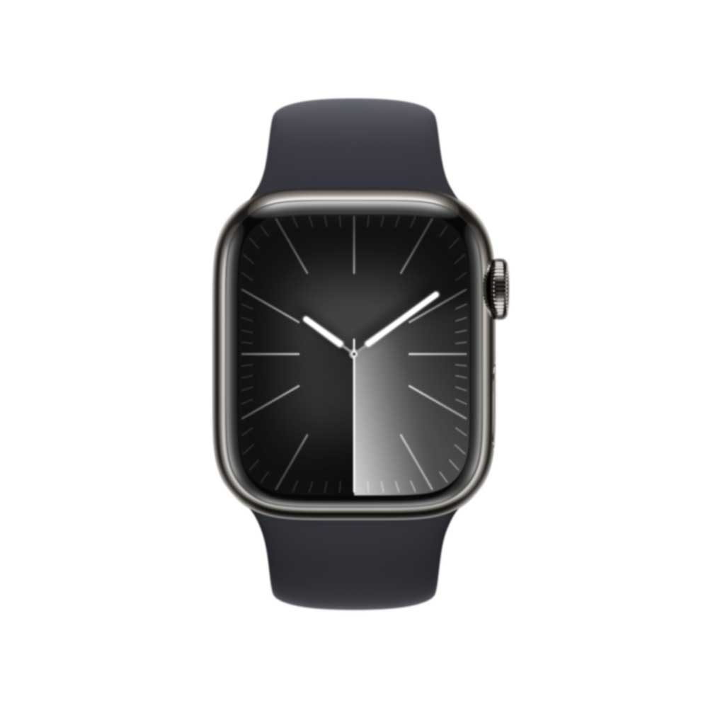 Купить APPLE Watch Series 9 GPS + Cellular 41mm Graphite Stainless Steel Case with Midnight Sport Band - M/L (MRJ93QF/A) в магазине wardena.ru
