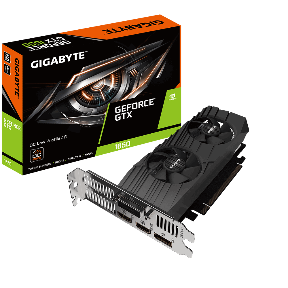 Купить Gigabyte GeForce GTX 1650 D6 OC Low Profile 4G - OC Edition - Grafikkarten - GF GTX 1650 - 4 GB GDDR6 - PCIe 3.0 x16 Low-Profile - DVI, 2 x HDMI, DisplayPort (GV-N1656OC-4GL) в магазине wardena.ru