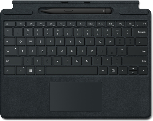 Купить Microsoft Surface Pro Signature Keyboard - Tastatur - mit Touchpad, Beschleunigungsmesser, Surface Slim Pen 2 Ablage- und Ladeschale - QWERTZ - Deutsch - Schwarz - kommerziell - mit Slim Pen 2 - für Surface Pro 8 (8X8-00005) в магазине wardena.ru