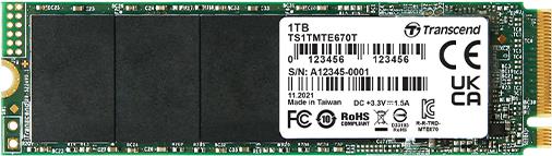 Купить Transcend 1TB, M.2 2280, PCIe Gen3x4, M-Key, 3D TLC BiCS5, DRAM-less, PE: 3K (TS1TMTE670T) в магазине wardena.ru