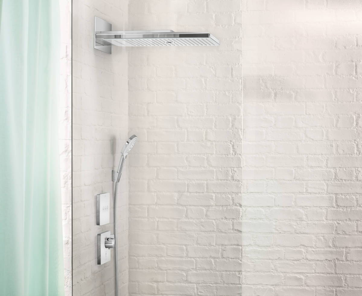 Купить Hansgrohe Rainmaker Select Верхний душ 580 3jet EcoSmart 9 л/мин хром-белый матовый 24011400 в магазине wardena.ru