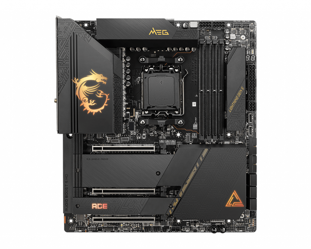 Купить MSI MEG X670E ACE - Motherboard - E-ATX - Socket AM5 - AMD X670 Chipsatz - USB 3,2 Gen 1, USB 3,2 Gen 2, USB-C Gen 2x2, USB-C 3,2 Gen2 - 10 Gigabit LAN, Wi-Fi 6, Bluetooth - Onboard-Grafik (CPU erforderlich) - HD Audio ( (7D69-005R) в магазине wardena.ru