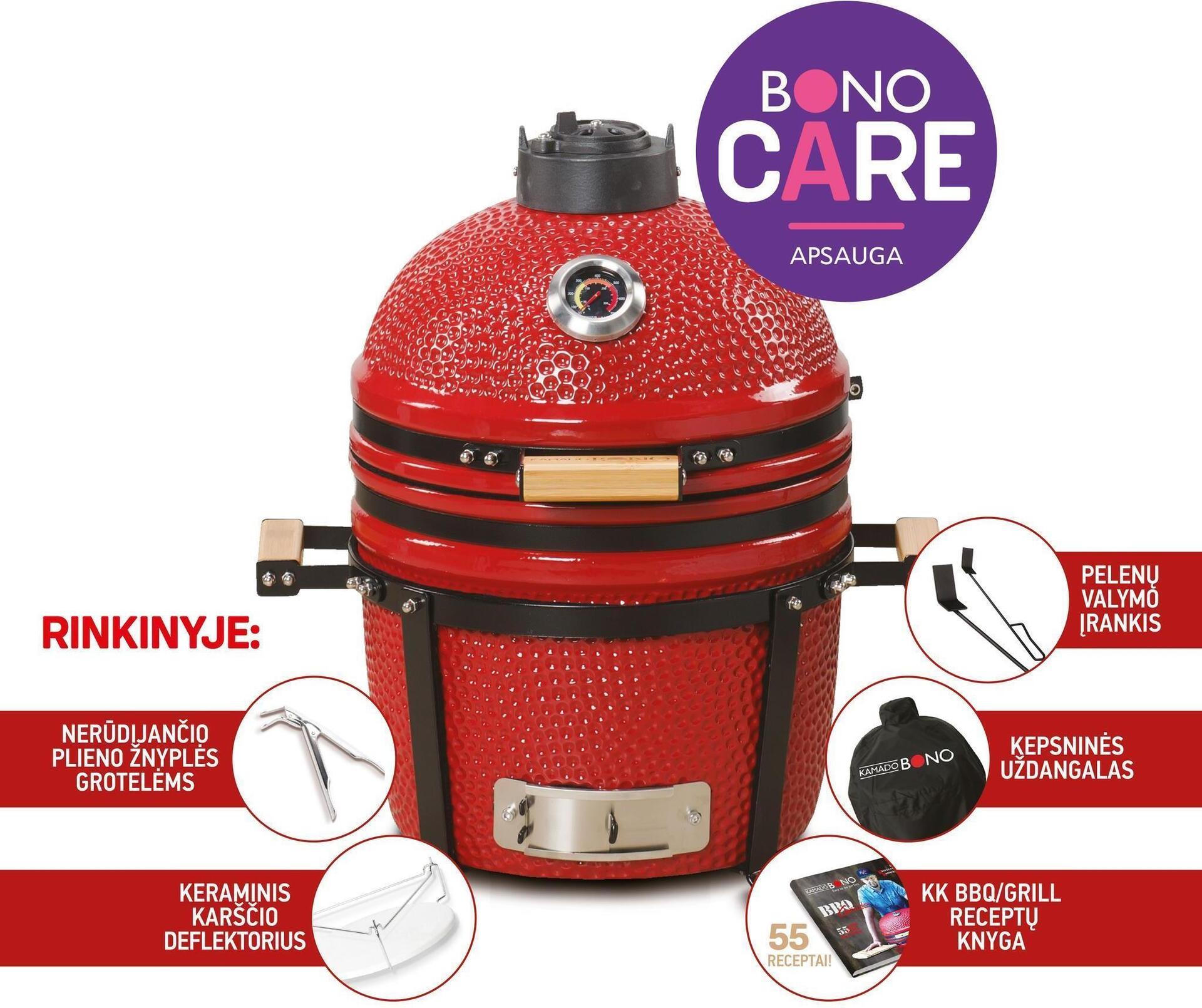 Купить Grill KAMADO BONO MINIMO 40 cm Rot mit 5 Zubehörteilen в магазине wardena.ru