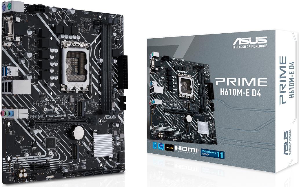 Купить ASUS PRIME H610M-E D4 - Motherboard - micro ATX - LGA1700-Sockel - H610 Chipsatz - USB 3.2 Gen 1 - Gigabit LAN - Onboard-Grafik (CPU erforderlich) - HD Audio (8-Kanal) (90MB19N0-M0EAY0) в магазине wardena.ru