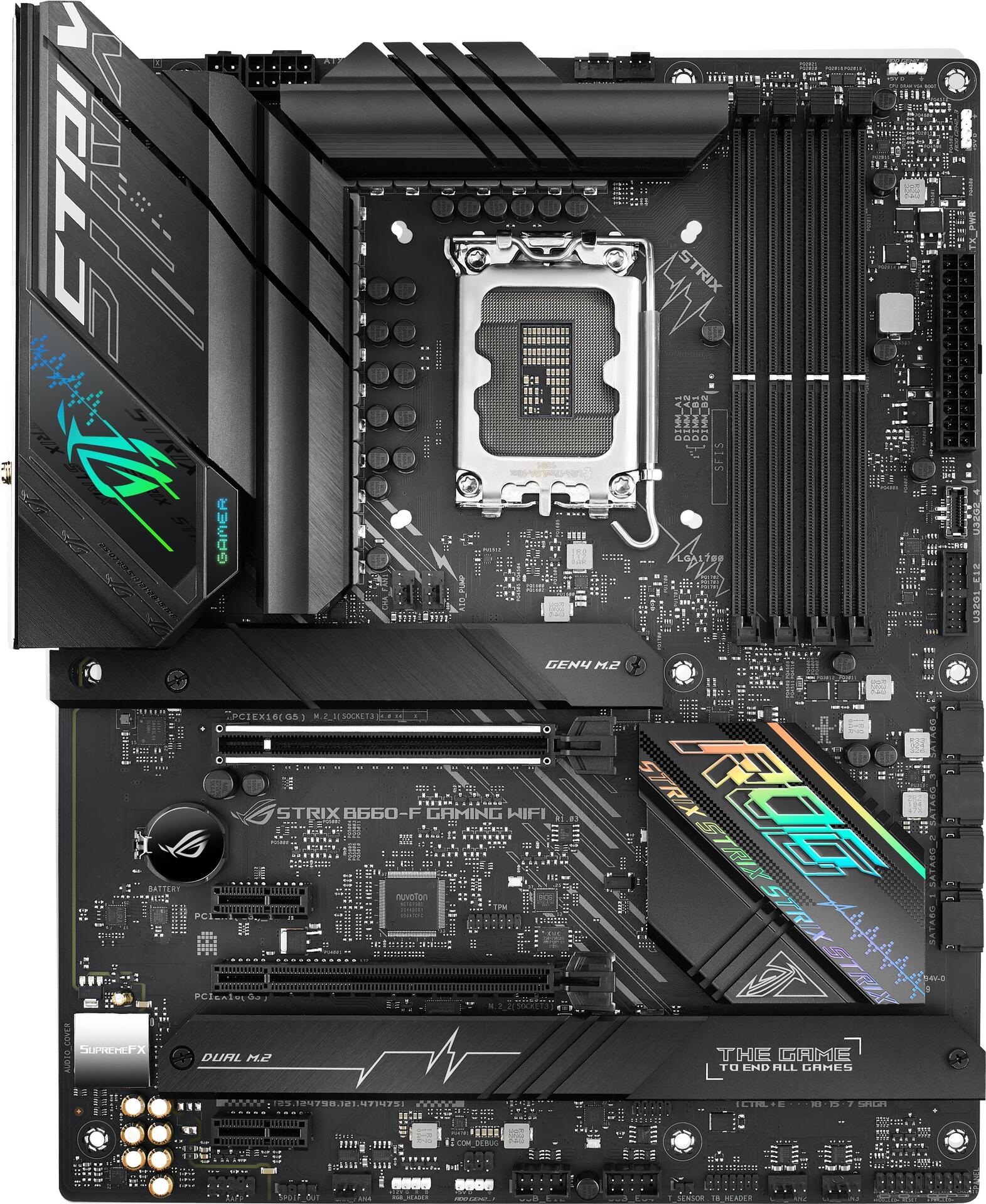 Купить ASUS ROG STRIX B660-F GAMING WIFI - Motherboard - ATX - LGA1700-Sockel - B660 Chipsatz - USB-C Gen1, USB 3,2 Gen 1, USB 3,2 Gen 2, USB-C Gen 2x2 - 2,5 Gigabit LAN, Wi-Fi, Bluetooth - Onboard-Grafik (CPU erforderlich) - H (90MB18R0-M0EAY0) в магазине wardena.ru