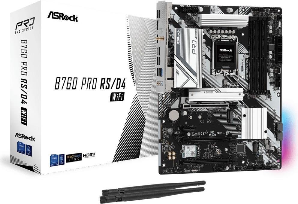 Купить ASRock MB Sc LGA1700 B760 PRO RS/D4 WiFi, Intel B760, 4xDDR4, 1xDP, 1xHDMI, ATX (B760 PRO RS/D4 WiFi) в магазине wardena.ru