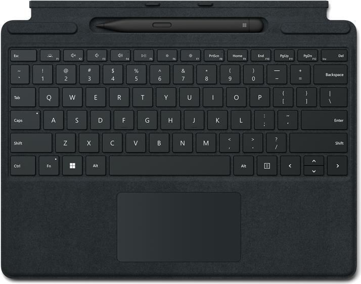 Купить Microsoft Surface Pro Signature Keyboard - Tastatur - mit Touchpad, Beschleunigungsmesser, Surface Slim Pen 2 Ablage- und Ladeschale - QWERTY - Englisch - Schwarz - kommerziell - mit Slim Pen 2 - für Surface Pro 8, Pro X (8X8-00003) в магазине wardena.ru