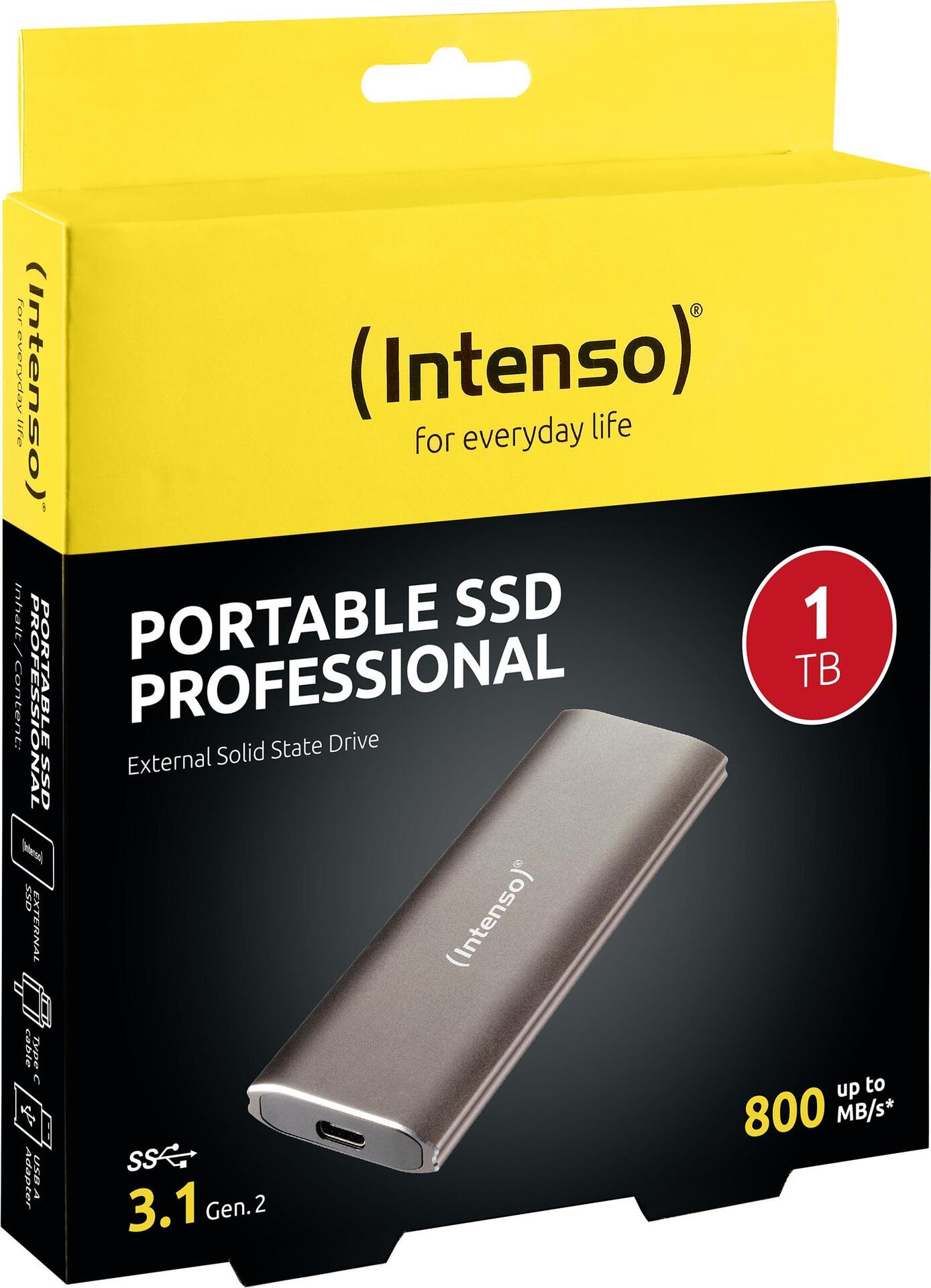 Купить Intenso Professional - SSD - 1 TB - extern (tragbar) - USB 3.1 Gen 2 (USB-C Steckverbinder) - braun-metallic (3825460) в магазине wardena.ru