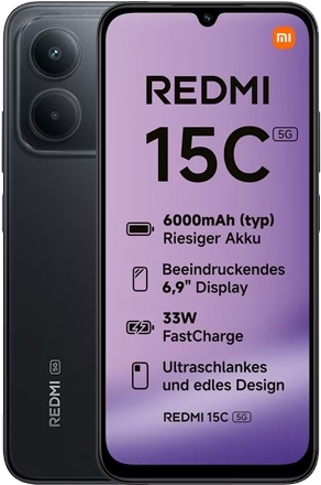 Купить Xiaomi Redmi 15C 5G Dual Sim 4GB RAM 128GB - Midnight Black [Energieklasse A] (MZB0LINEU) в магазине wardena.ru