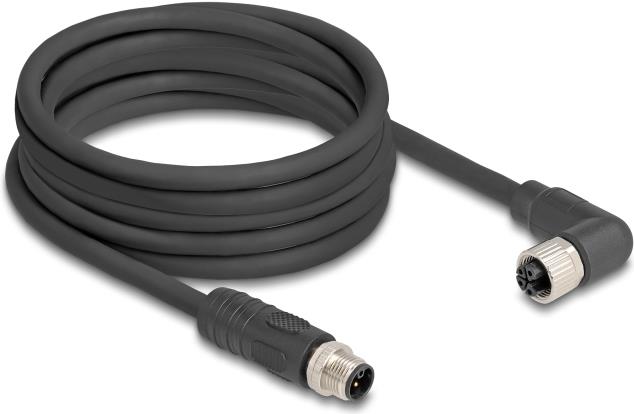 Купить Delock M12 Kabel L-kodiert 4 Pin Stecker gerade zu Buchse rechts gewinkelt PUR (80527) в магазине wardena.ru