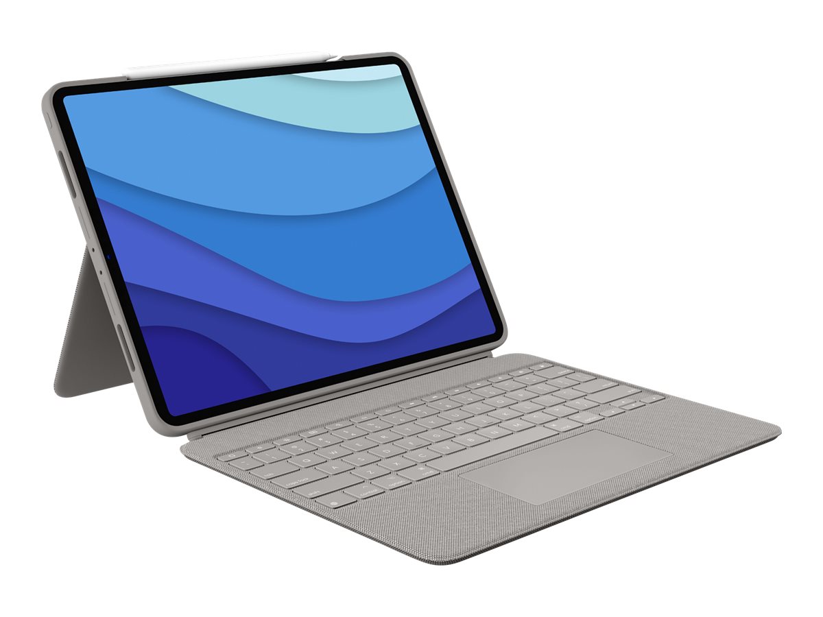 Купить Logitech Combo Touch - Tastatur und Foliohülle - mit Trackpad - hintergrundbeleuchtet - Apple Smart connector - QWERTY - Italienisch - Sand - für Apple 12.9" iPad Pro (5. Generation) (920-010220) в магазине wardena.ru