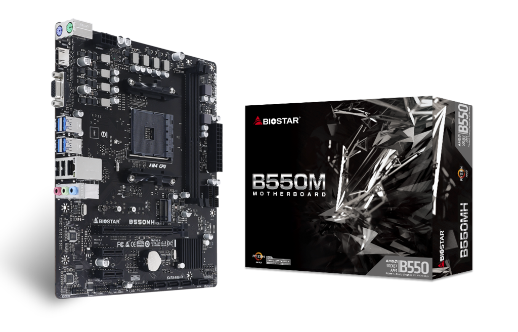 Купить Biostar B550MH Ver. 6.0 - AMD - Socket AM4 - AMD Ryzen 3,AMD Ryzen 5,AMD Ryzen 7 - DDR4-SDRAM - DIMM - 1866,2133,2400,2667,2933,3200,3600,3800,4000,4400,4600,4800,4933 MHz (B550MH) в магазине wardena.ru