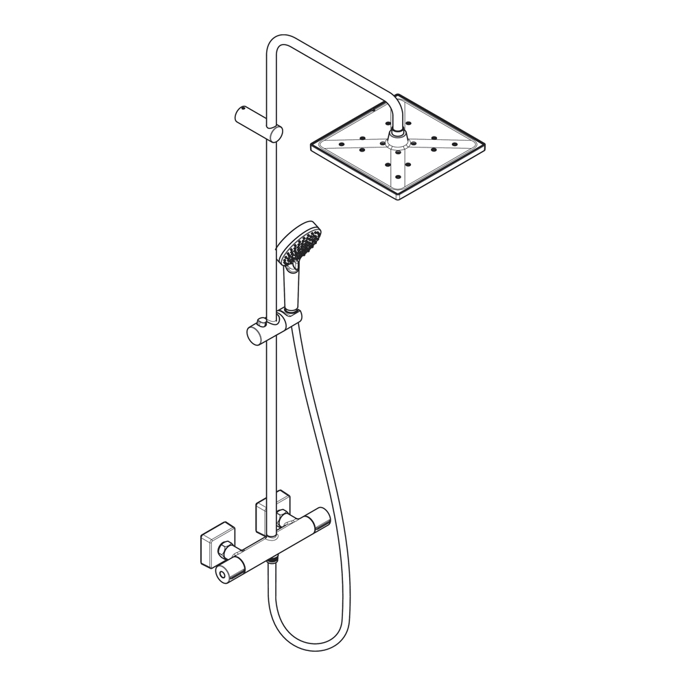 Купить Hansgrohe Vernis Shape Душевая система Showerpipe 240 1 jet EcoSmart с термостатом черный матовый 26429670 в магазине wardena.ru