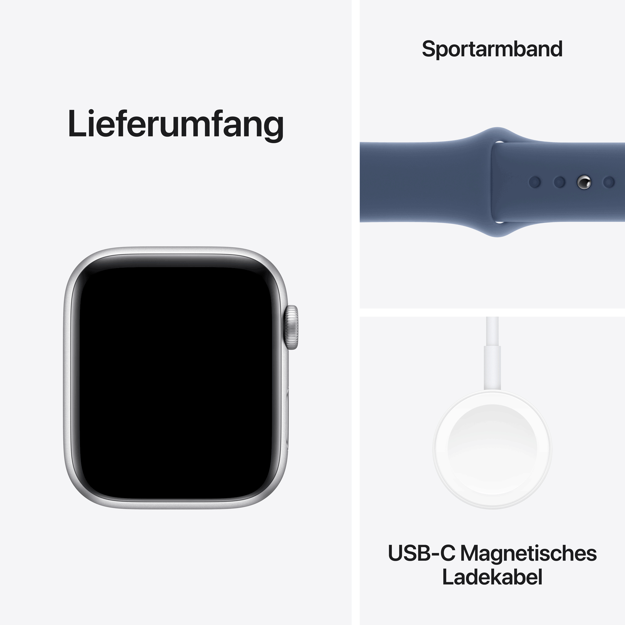 Купить Apple Watch SE GPS 44mm Silver Aluminium Case mit Denim Sport Band - S/M (MXEQ3QF/A) в магазине wardena.ru