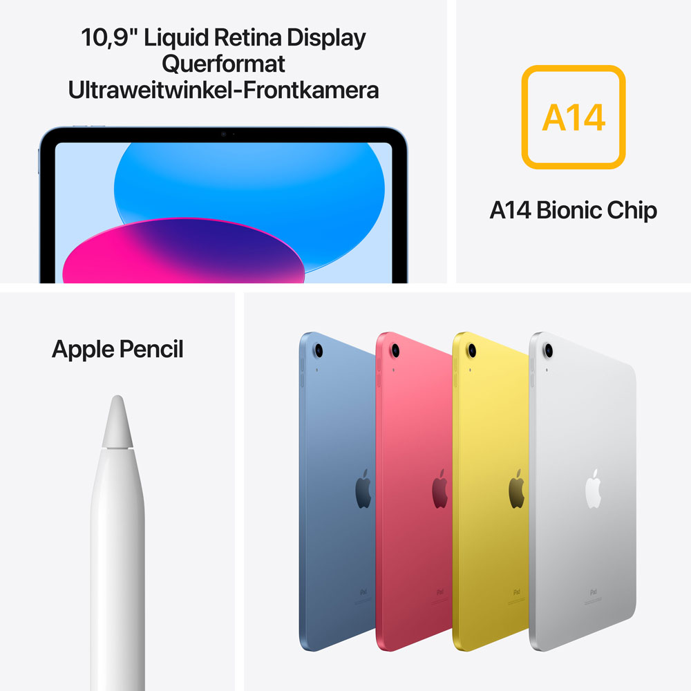 Купить Apple iPad 10.9 Wi-Fi 64GB (silber) 10.Gen NEU (MCM74NF/A) в магазине wardena.ru