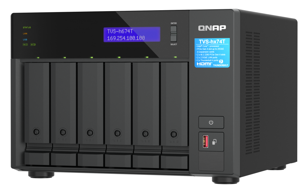 Купить QNAP TVS-H674T-I5-32G NAS & Speicherserver Tower Ethernet/LAN Schwarz i5-12400 (TVS-h674T-i5-32G) в магазине wardena.ru