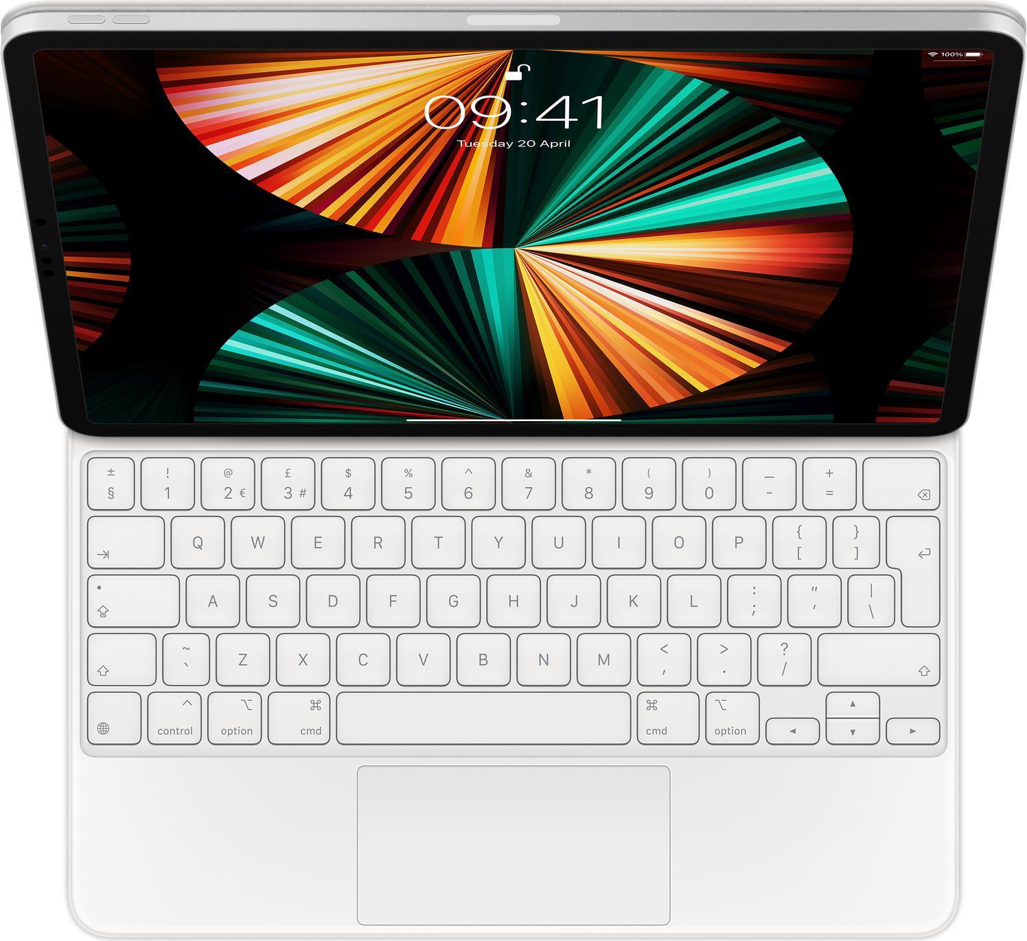 Купить Apple Magic Keyboard - Tastatur und Foliohülle - mit Trackpad - hinterleuchtet - Apple Smart connector - QWERTY - GB - weiß - für 12.9"  iPad Pro (3. Generation, 4. Generation, 5. Generation) (MJQL3B/A) в магазине wardena.ru