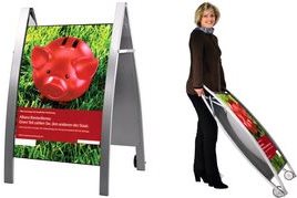 Купить kerkmann Plakatständer Boston, DIN A1, alusilber, fahrbar aus Stahl, wetterfest, für Außenbereich, doppelseitige - 1 Stück (6898) в магазине wardena.ru