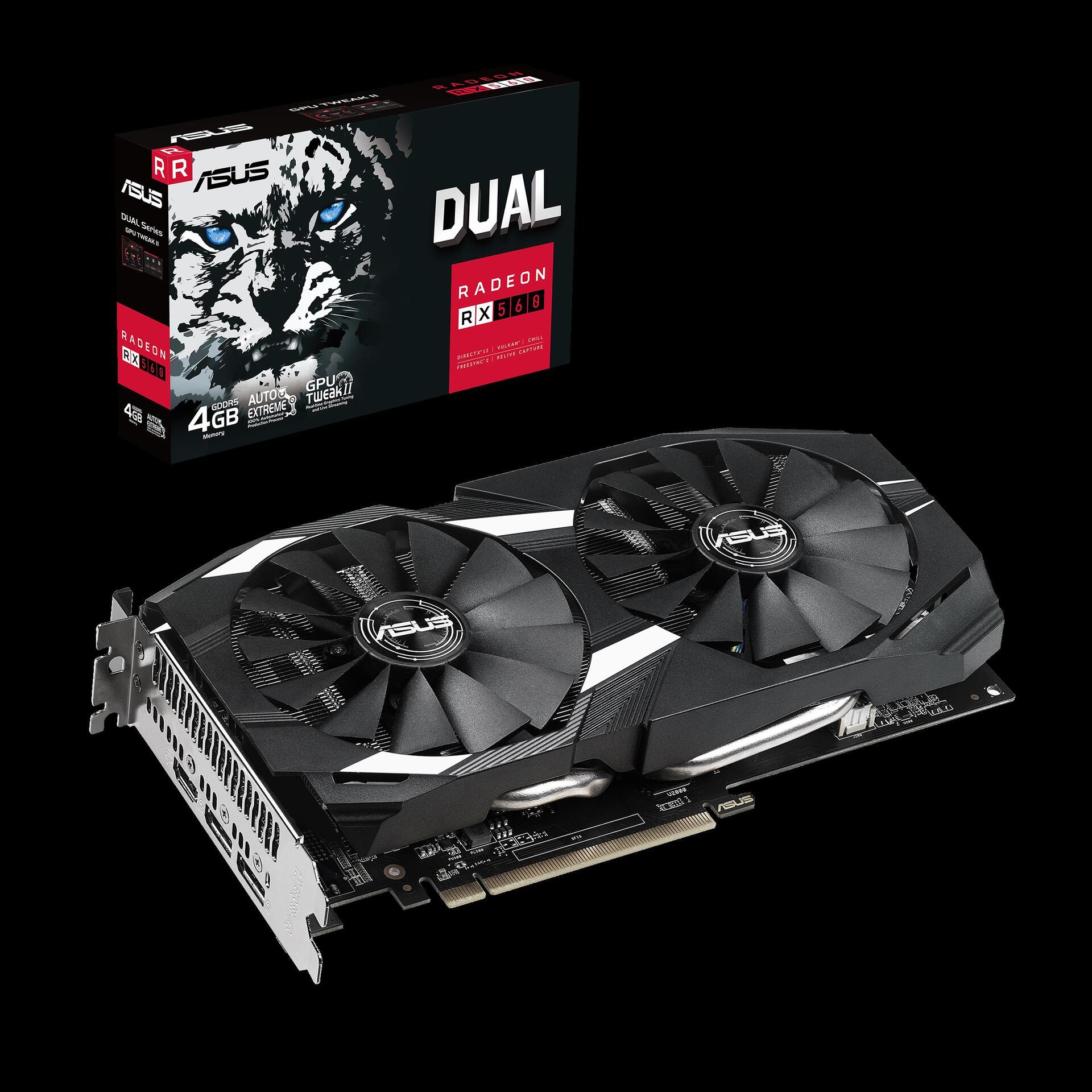 Купить ASUS Dual Radeon RX 560 - Grafikkarten - Radeon RX 560 - 4 GB GDDR5 - PCIe 3.0 - HDMI, 2 x DisplayPort (90YV0HG0-M0NA00) в магазине wardena.ru